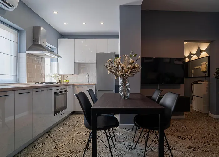 Chic Black & White 2br Retreat On Dambovitei 公寓 布加勒斯特